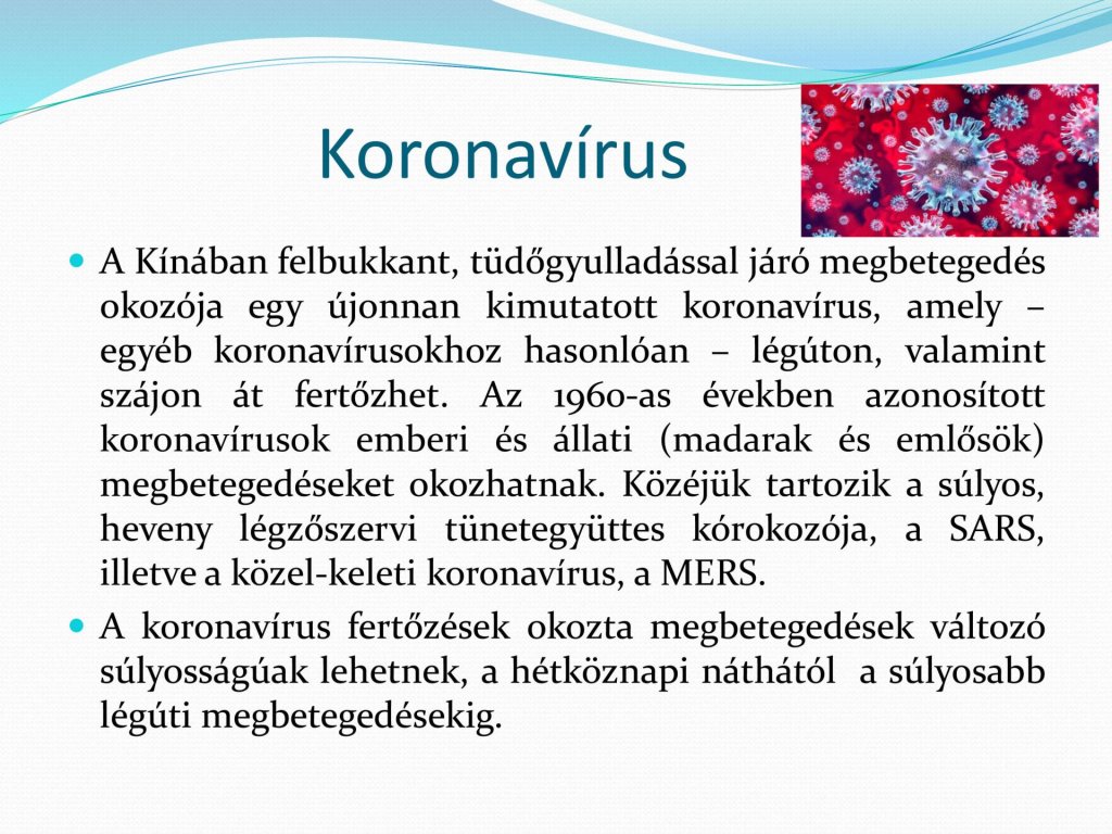 Tájékoztató a koronavírusról